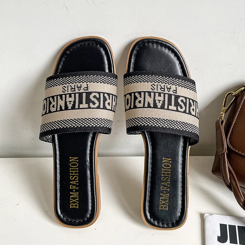 Luxury Sandals Summer Women Slippers Fashion Designers Sandals Vacation Beach Shoes Color Matching Letter Ladies Flat Slippers