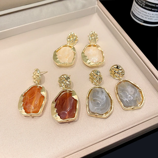 Pendientes de perlas coreanas para mujer, aretes redondos geométricos,  Vintage, Color dorado, joyería de moda, 2024 - AliExpress