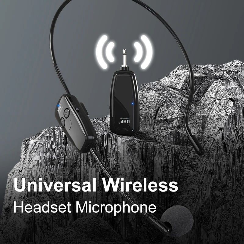 UHF Wireless Headset Microphone Universal Amplifier Audio Portable With LED Light for Teaching Speech Computer Conference Church