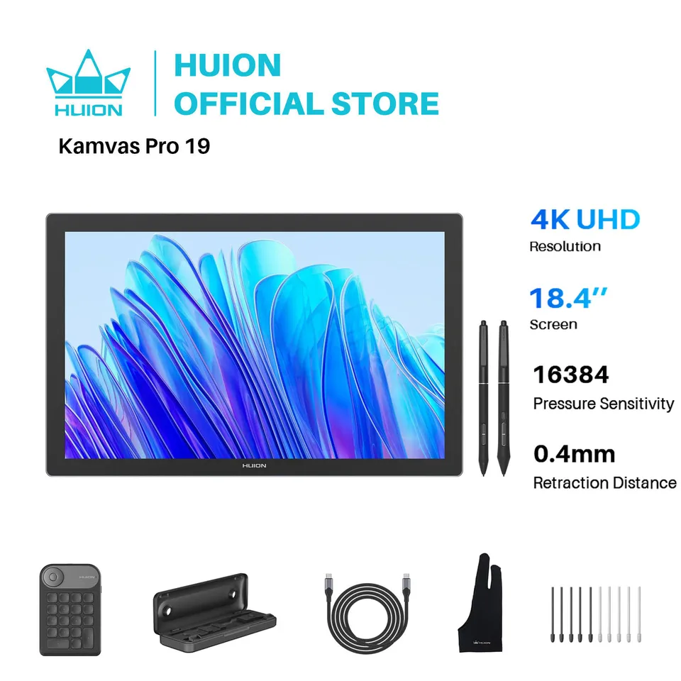 HUION KAMVAS Pro 19 4K UHD Drawing Tablet with Touch Screen, 96
