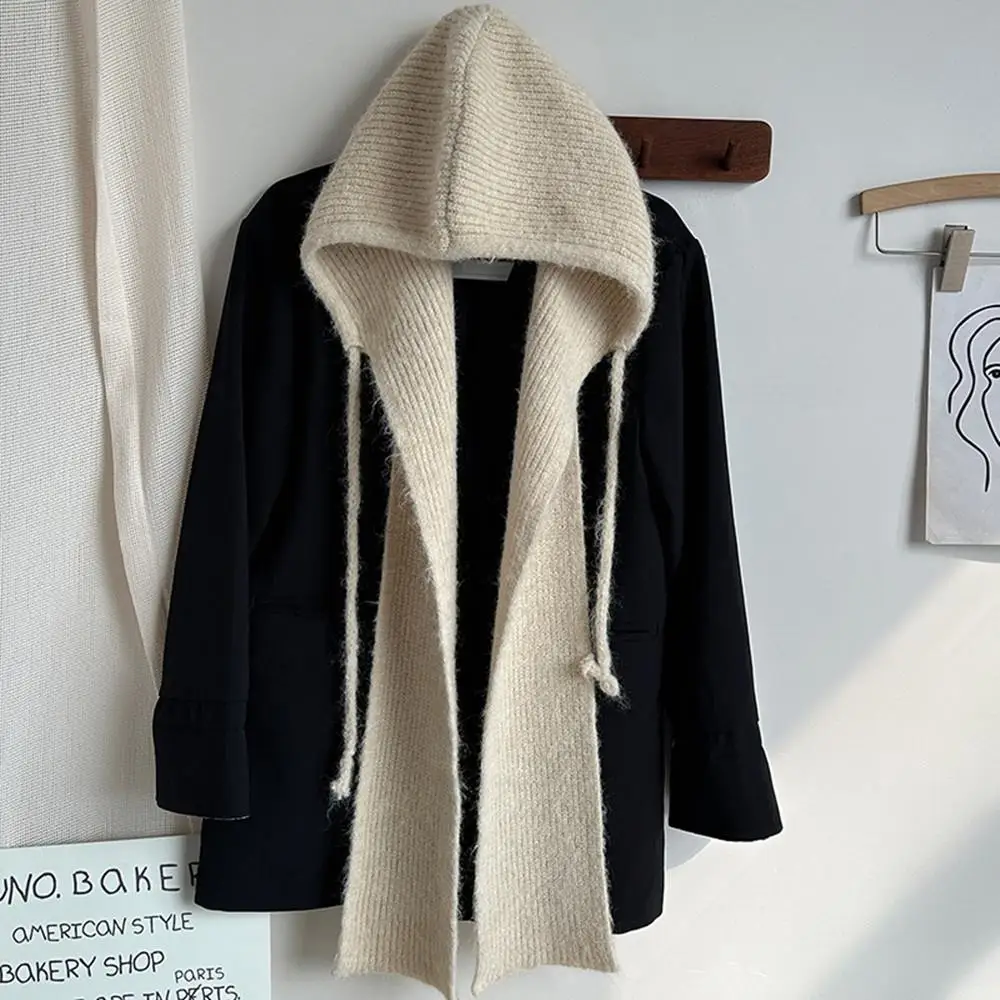Fashion Balaclava Hat and Scarf Set Knitted Hooded Shawl Men&Women Winte Warm Thicken Keep Warm Scarf Wool Pullover Hat Gothic 3