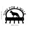 1pc 11in German Shepherd Standing Time For A Walk Key Rack Dog Leash Hanger Wall Hook Bathroom Accessories Hallway Wall Sticker 2