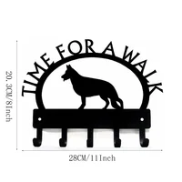 1pc 11in German Shepherd Standing Time For A Walk Key Rack Dog Leash Hanger Wall Hook Bathroom Accessories Hallway Wall Sticker 2