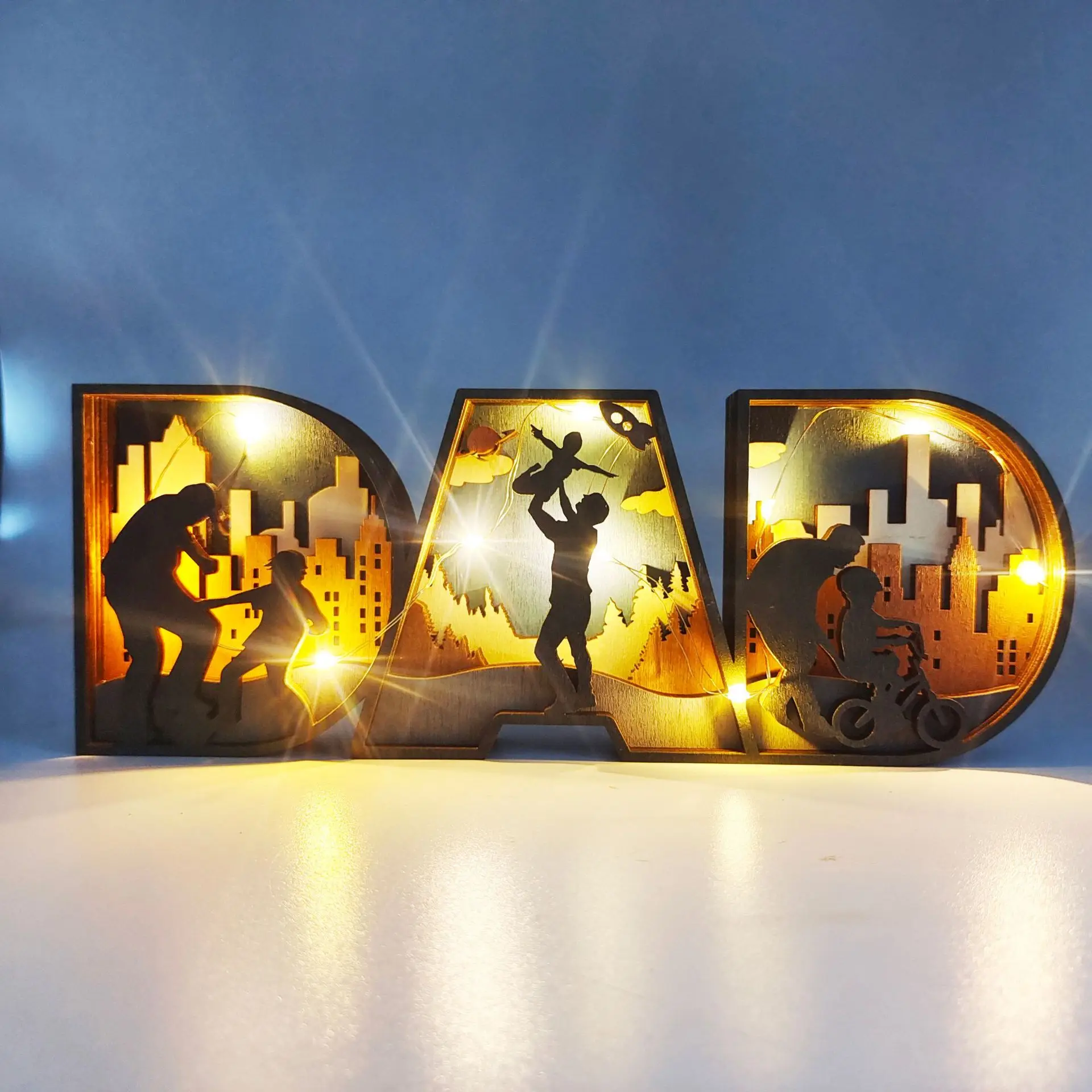 Mother's Day Gifts Wooden Crafts Sculpture Wood Letter MOM DAD Table Ornaments Creative Family Home Diy Decoration Father Favors