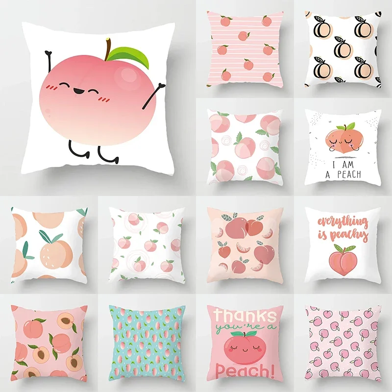 

Наволочка с принтом в виде розовых фруктов и персиков, украшение для дома, офиса, стула, гостиной, дивана, 45x45 см, персиковая кожа