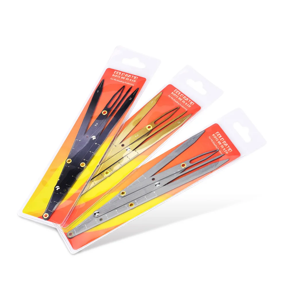 

PVE Bagged Sliding Measurement Three-point Positioning Stainless Steel Eyebrow Ruler Gold Scale PMU Accessories Makeup Tatuajes