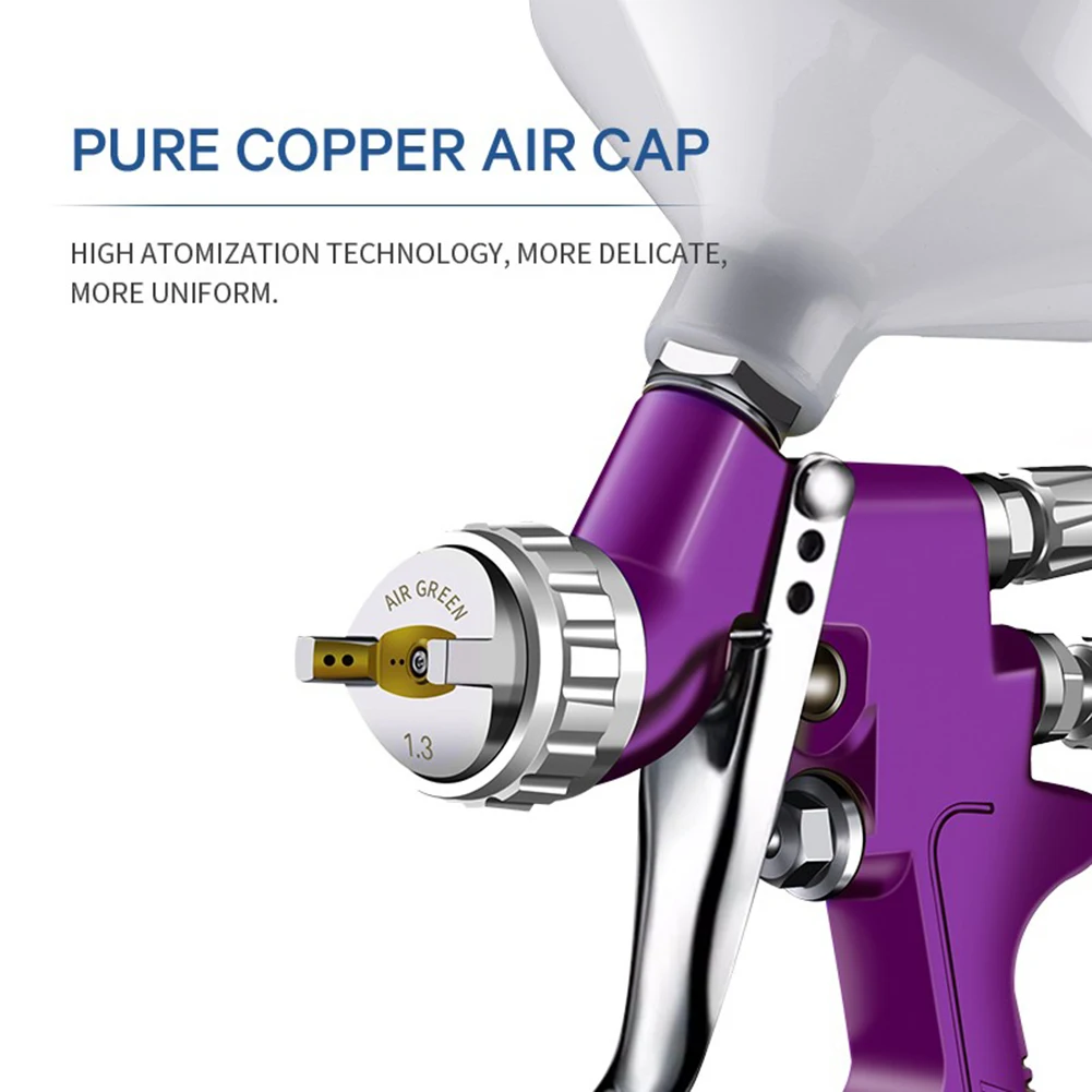 HVLP Pneumatic Gravity Feed Spray Gun High Atomization 1.3MM Nozzle Portable Car Paint Spray Gun Paint Airbrush for Car Painting