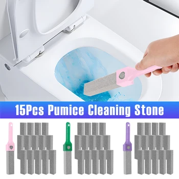 15 pezzi di pietra pomice bastoncino per pulizia pietra rimovibile detergente per WC con 1 manico bagno piastrelle lavandino strumenti di lavaggio domestico 1