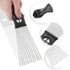 FRCOLOR 2pcs Fist Metal Pick Lift Hair Comb Detangle Braid Hair Comb Man Styling Comb for Home Barbershop (Black) 3