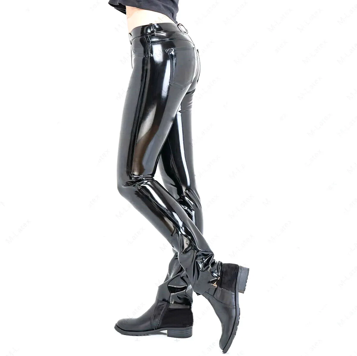 WOMEN LAETX JEANS WOMEN LATEX TROUSERS WITH POCKETS