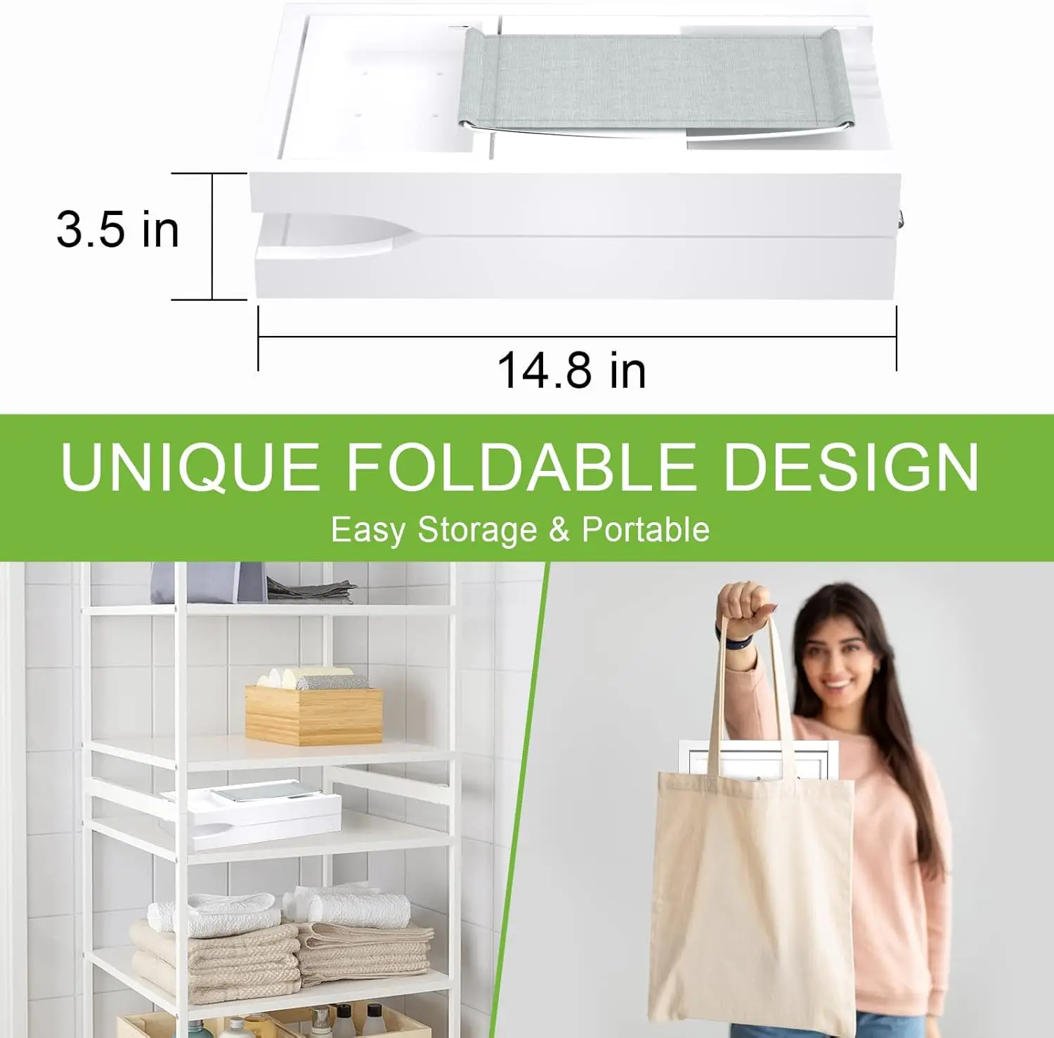 Expandable and Foldable Bath Tray for Tub, Luxury Bamboo Bath Caddy Tub Table, Bathtub Accessories with Book Holder and Free