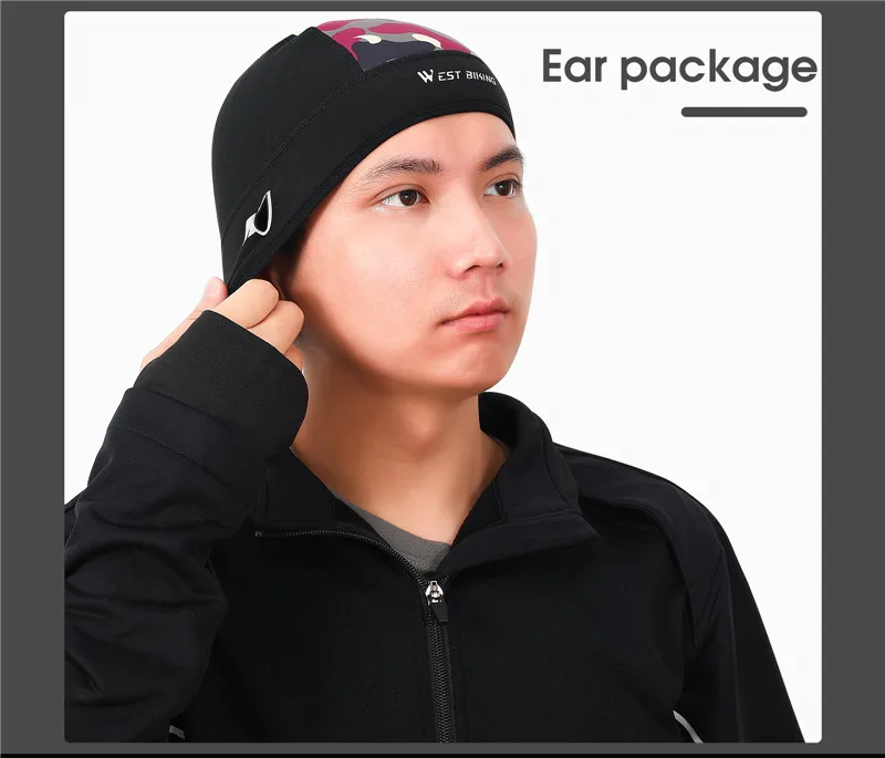 WEST BIKING Winter Sport Radfahren Kappe Atmungsaktive Wicking Thermo Bike Caps Helm Liner Outdoor Sport Radfahren Laufen Kopf Hut – Detail 6