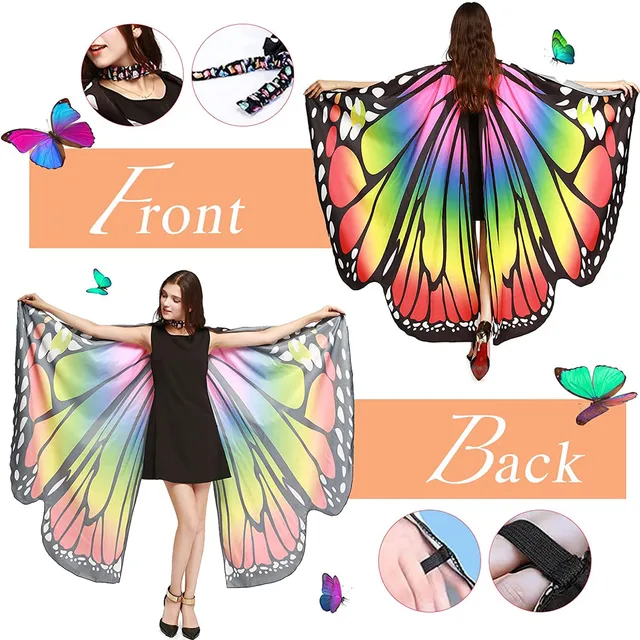 Butterfly Shawl Costumes Halloween Women Costume Ladies Cape Soft Polyester With Antenna Headband For Party Festivals Carnival 5