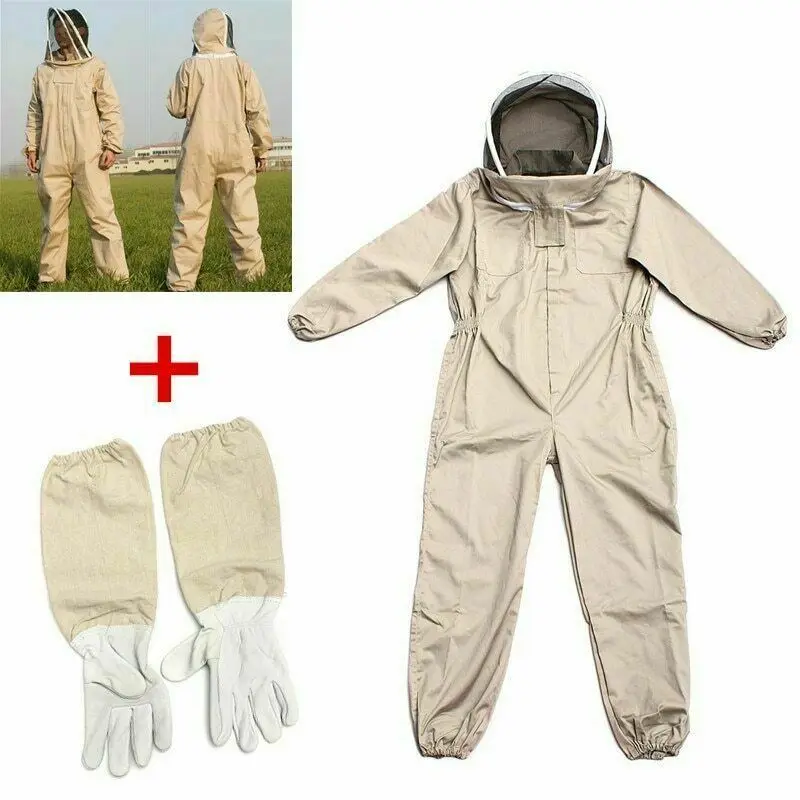 Professional Ventilated Full Body Beekeeping Bee Keeping Suit With Leather Gloves
