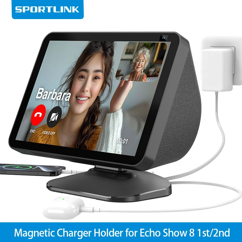 Echo show 8用の調整可能なスタンド,強力な磁気充電ステーション