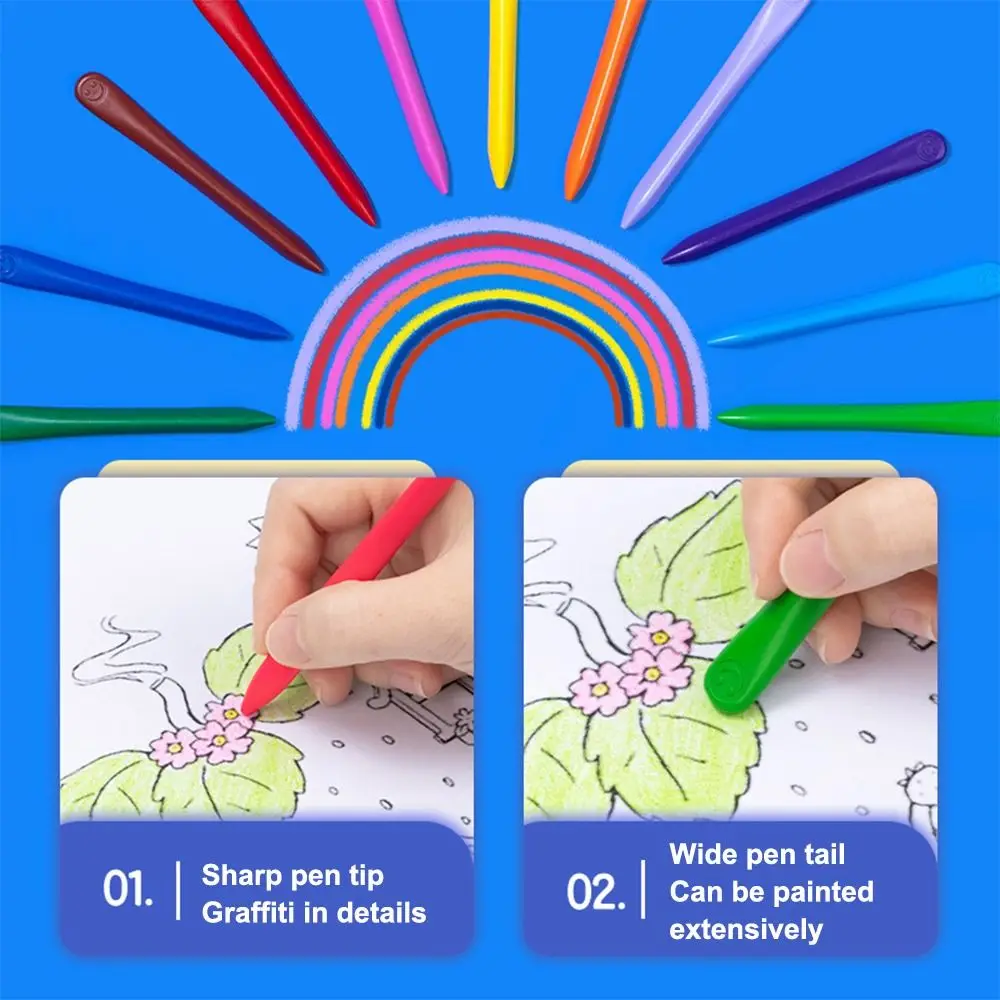 12/24/36/48Colors Children Not Dirty Hands Plastic Crayon Set Creative Painting Tools Washable Erasable Baby Oil Painting Stick oil pastels colored crayons oil painting sticks children painting supplies