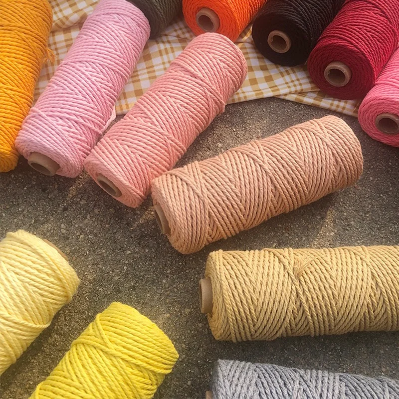 Macrame Cotton Cord cotton rope macrame cord 2mm 100m Colored Macrame Yarn Colorful Jute Cord for Wall Hanging Gift Wrapping Crafts Knitting
