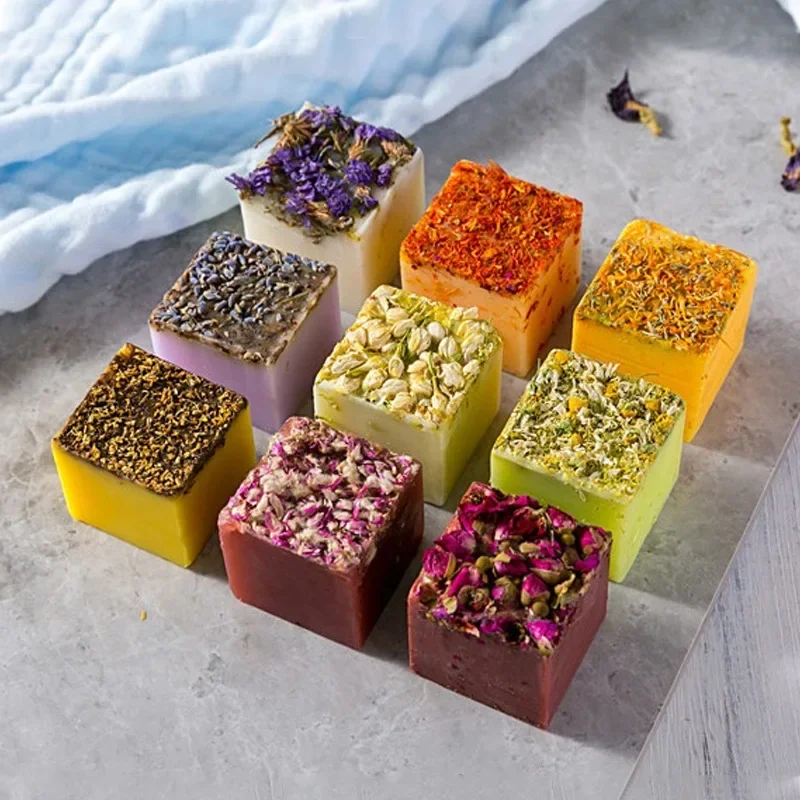 Flower Soap Dry Flower Essential Oil Soap Face Hand Nourishing Skin Care Cleansing Handmade Bath Soap Natural Herbal