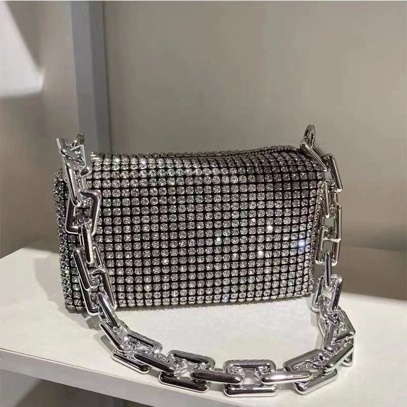 

Rhinestone Handbag for Women Clutch 2023 New Diamonds Shoulder Bag Purse Ladies Female Crossbody Bag Shining Chain Crystal Totes