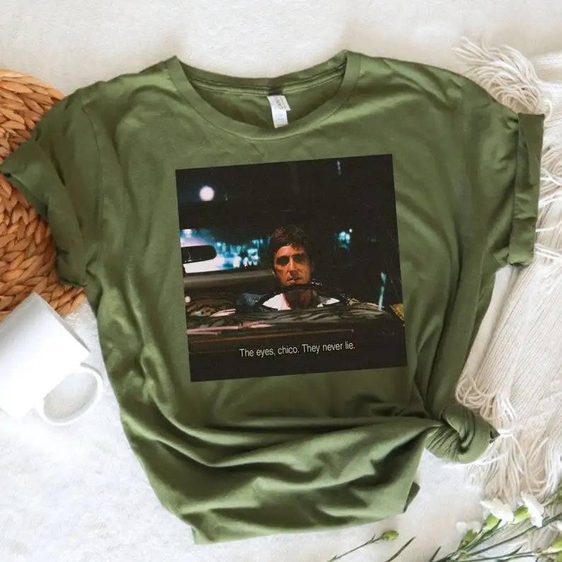 The Eyes Chico Never Lie Maglietta Unisex, Abbigliamento Estetico, Camicia Scarface, Maglietta Con Citazione Scarface, Camicia Con Citazione Montana