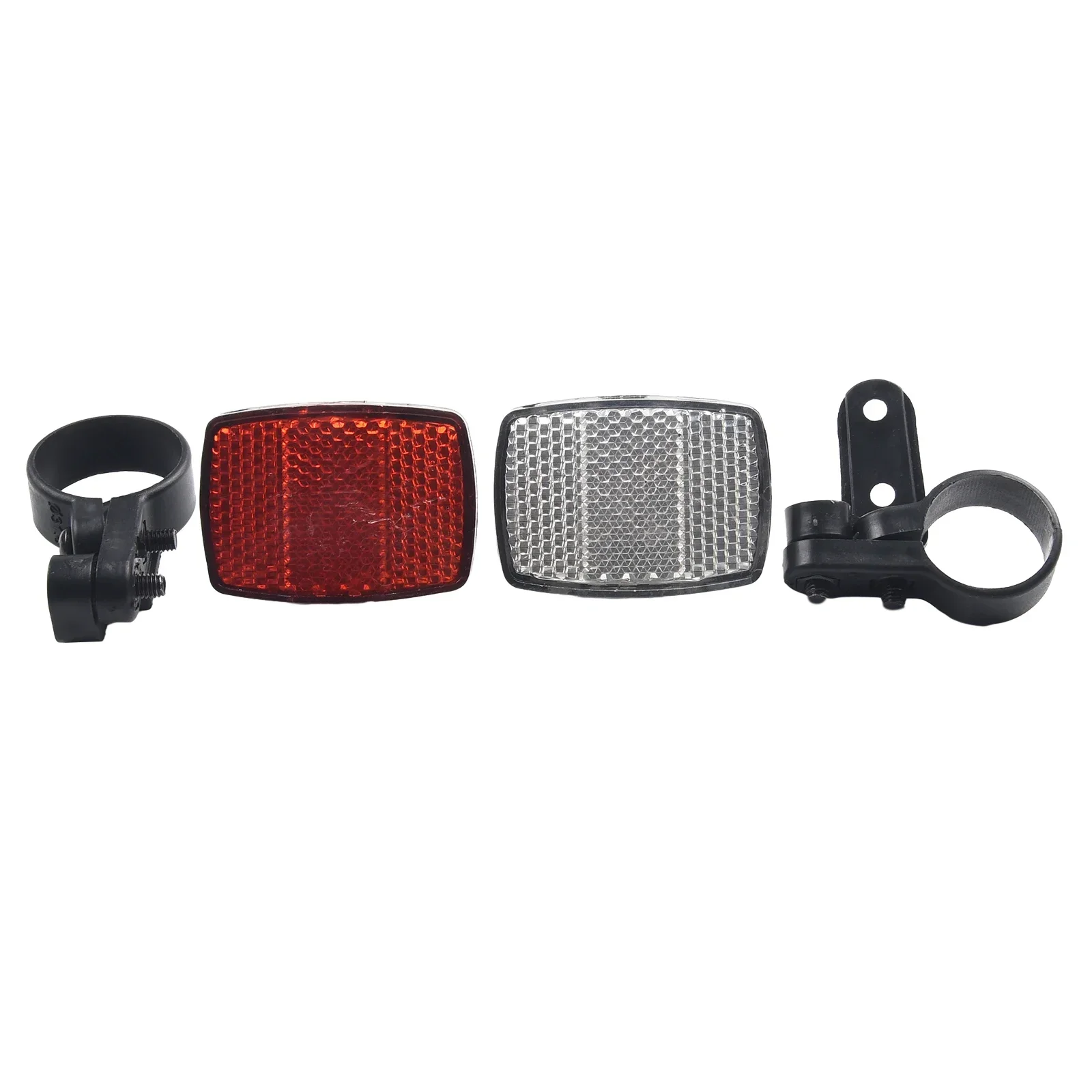 2 Pack Front & Rear Bike Bicycle Reflector Set Red & White Mounting Bracket bike accessories