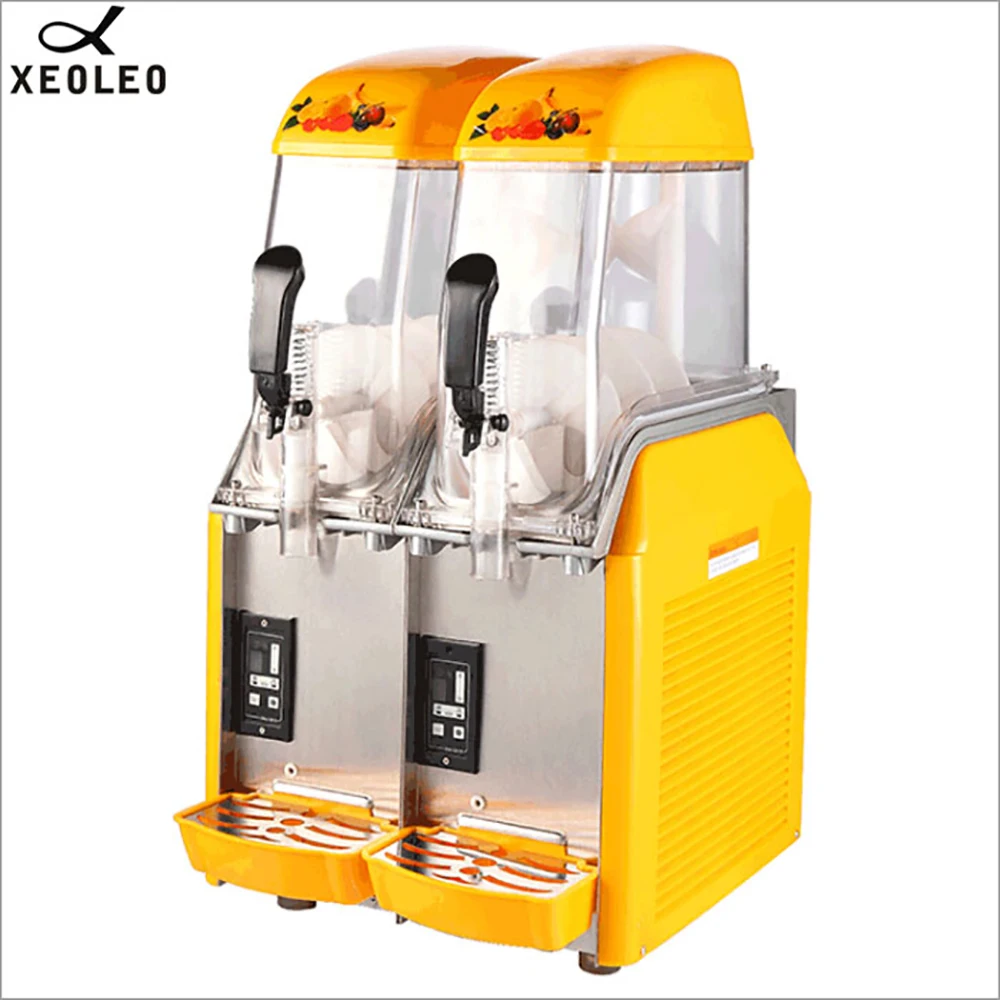 Xeoleo Double Tank Slush Machine 12L * 2 Ice Slusher 900W Snow Melting Machine Smoothies Granita Machine Commercial Smoothie Maker