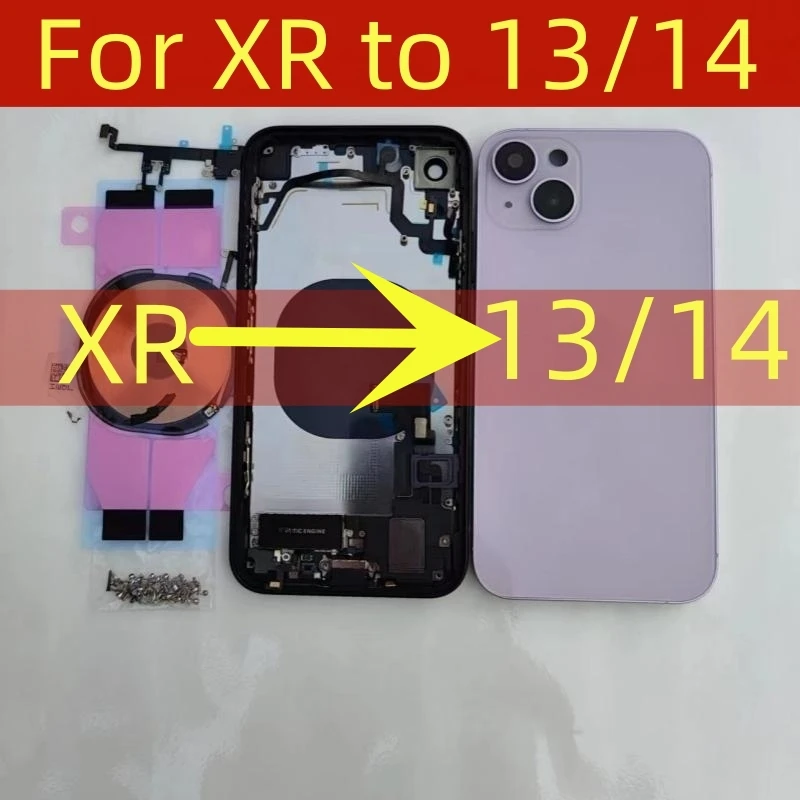

DIY Back housing For iPhone XR To 13/14 Back Cover Assembly Fully Compatible For XR to 14 Back Housing Free Gifts Free Shipping