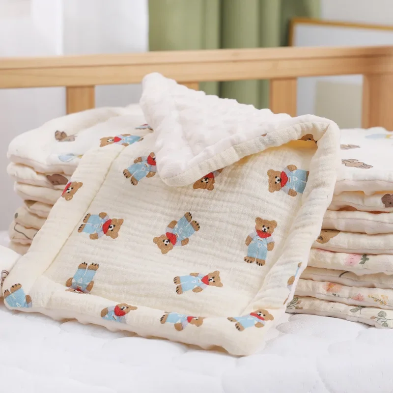 Newborn-Pillow Pad Cotton Bean Velvet Cartoon Pattern Flat Pillow Baby Anti Vomiting Pad Four Seasons Cotton Breathable Pillows 3