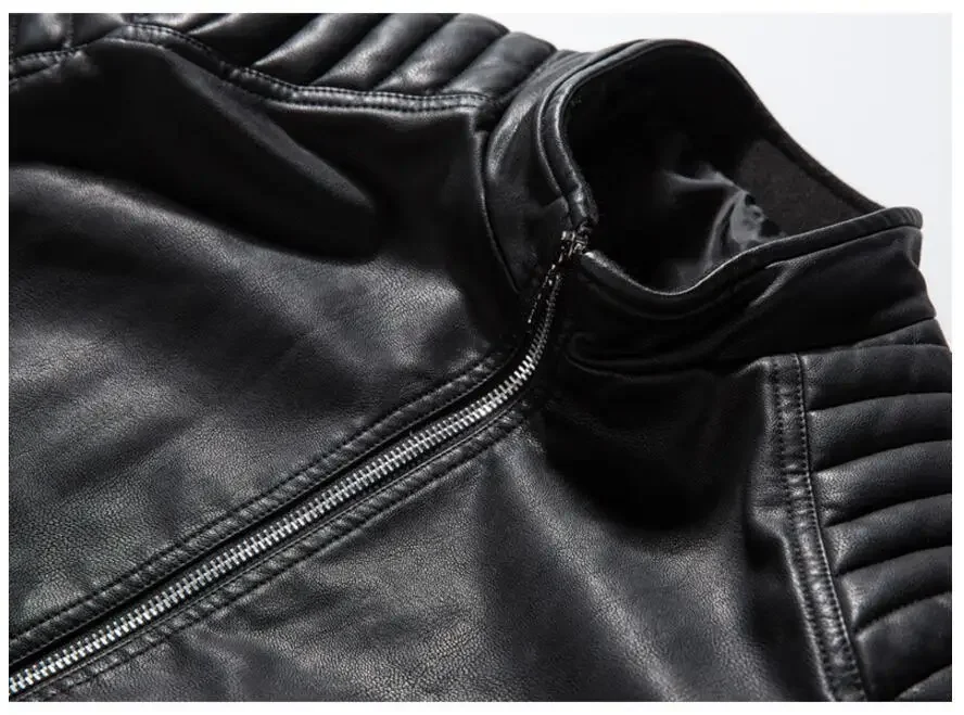 Blousons en cuir PU slim pour hommes