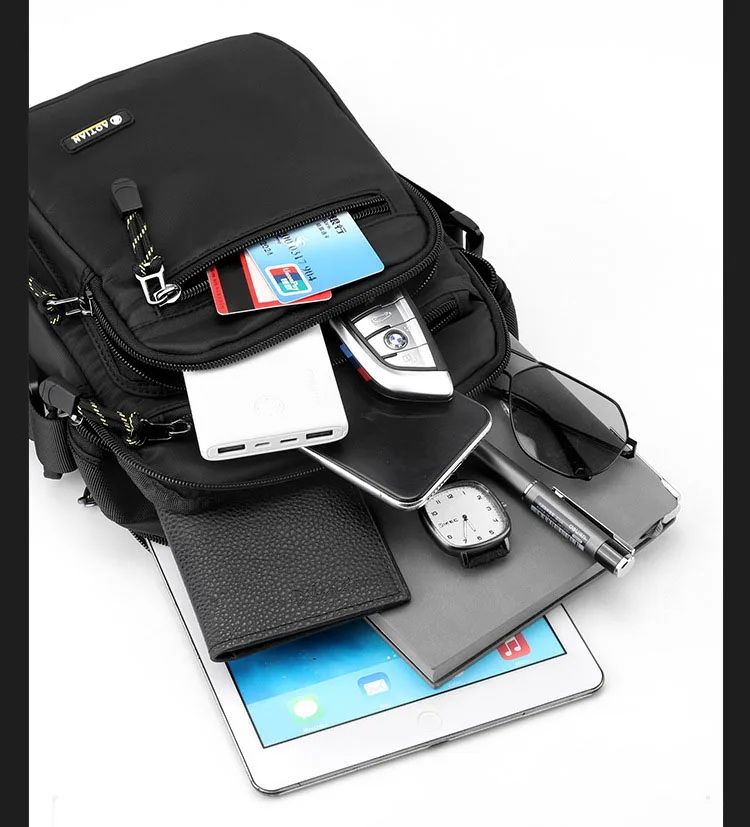 Mehrschichtige Umhängetasche für Herren, modisch, lässig, leicht, Nylon-Umhängetasche für den täglichen Ausflug, Pendeln, kleine Handtasche – Detail 5