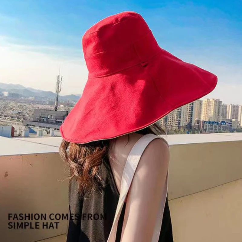 Women Sun Hat Wide Brim Anti-UV Protection Hiking Fisherman Cap Fold Summer Cotton Breathable Beach Bucekt Hat