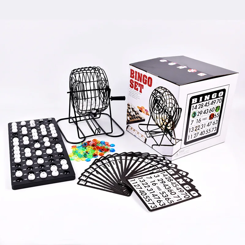75 Ball Lottery Machine Bingo Set bingo game set Manual Lottery Machine Steel Bingo Game Cage Set Party Group Board Game Drinking