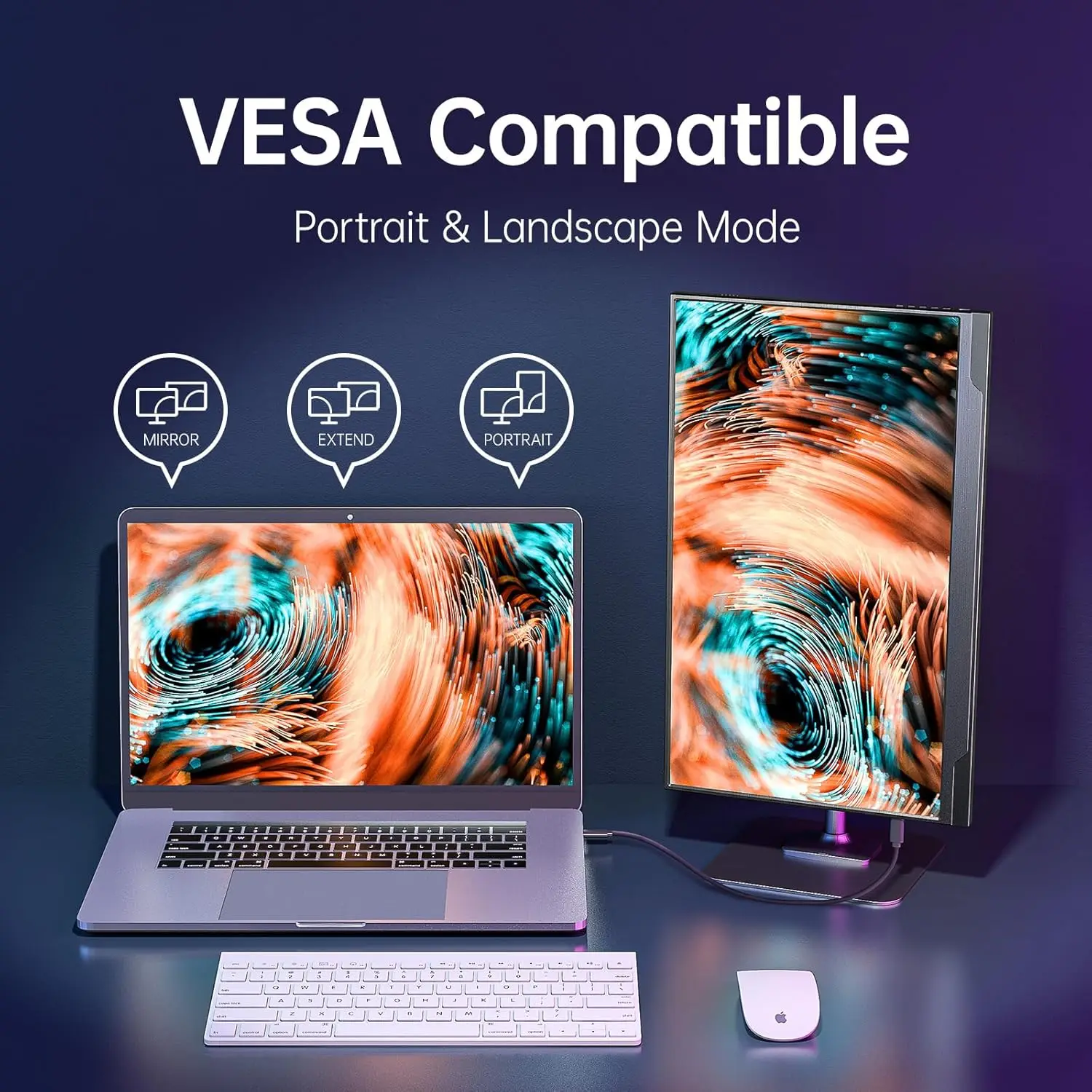17.3인치 휴대용 모니터 250니트 72% sRGB IPS HDR 여행용 컴퓨터 디스플레이 USB Type-C 미니HDMI 듀얼 스피커 VESA 맥폰용