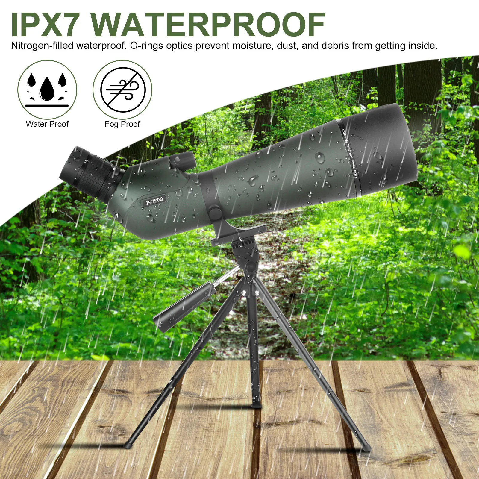 25-75x80 Telescope Spotting Scope Large Field Powerful Zoom Monocular With Phone Adapter Tripod For Bird Watching Camping 4