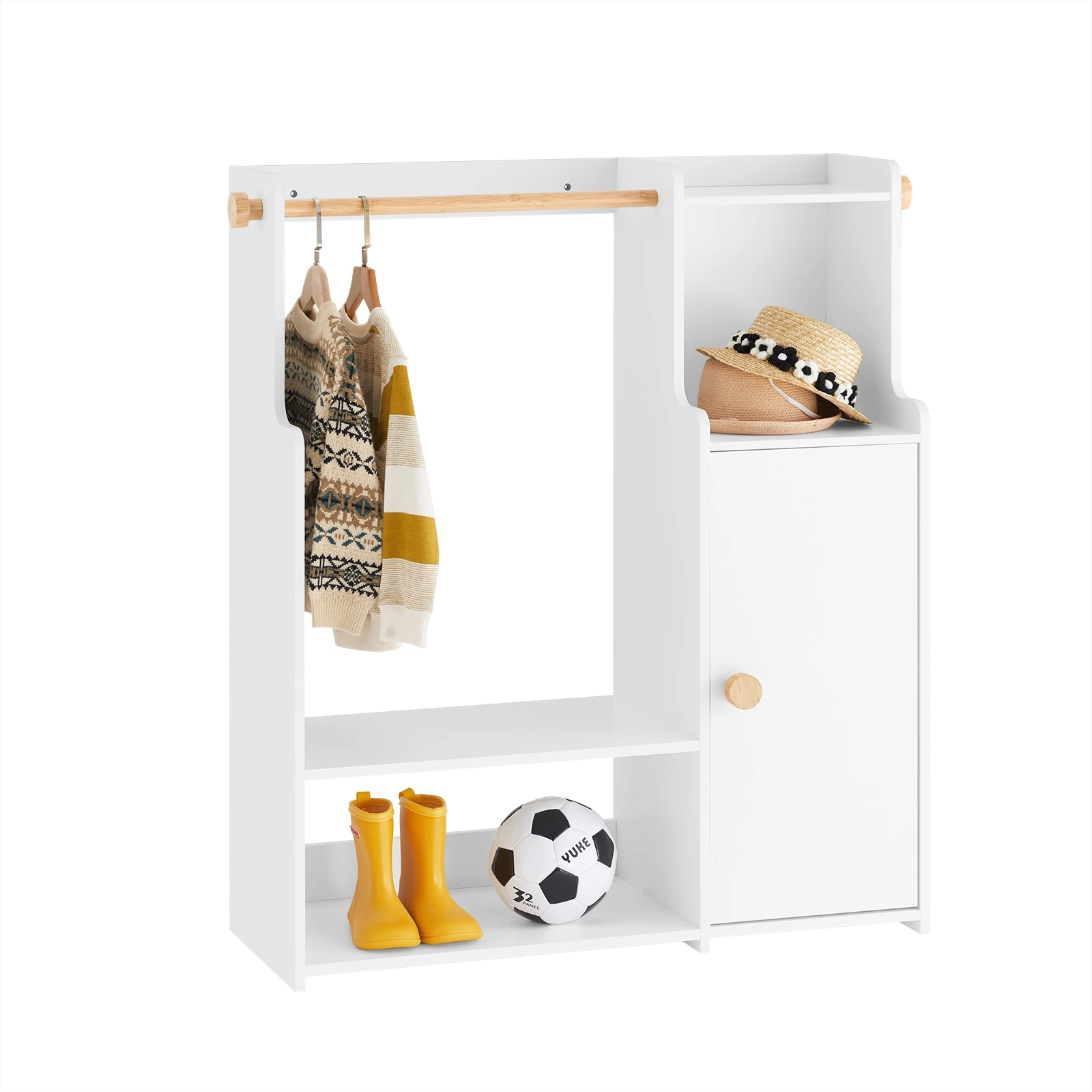 SoBuy KMB110-W armoire pour enfants placard étagère pour enfants avec portes armoire étagère pour enfants support armoire blanc 94x110x35 1