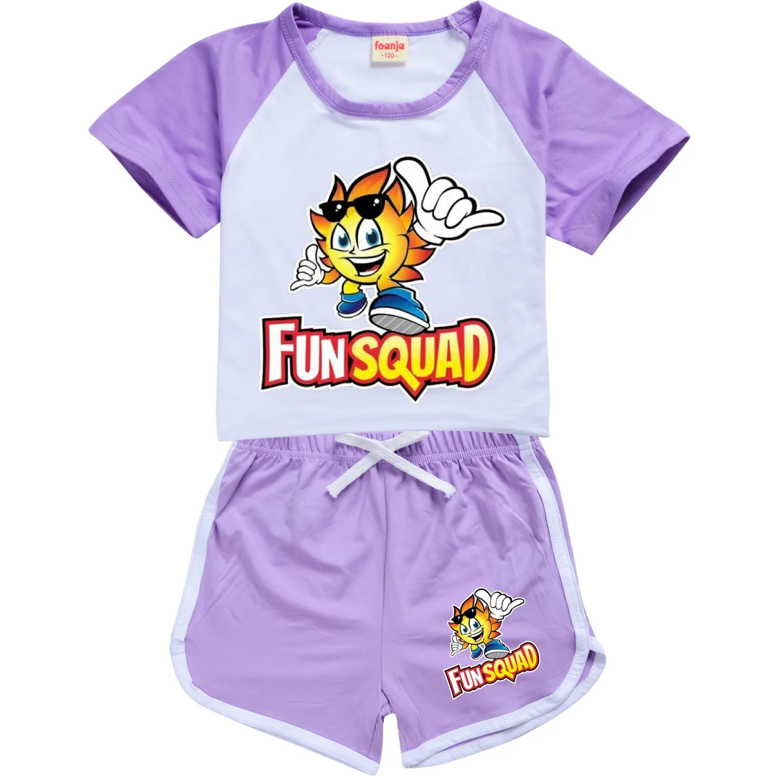 Kawaii Fun Squad Gaming Clothes Children Summer T-Shirts+Shorts 2Pcs/Sets Kids Cotton Casual Sportswear Boys Girl Tracksuits