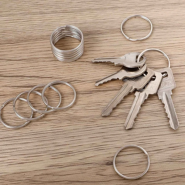 10Pcs Stainless Steel Key Ring For Keys 15-35mm Round Flat Line Key Holder  Split Metal