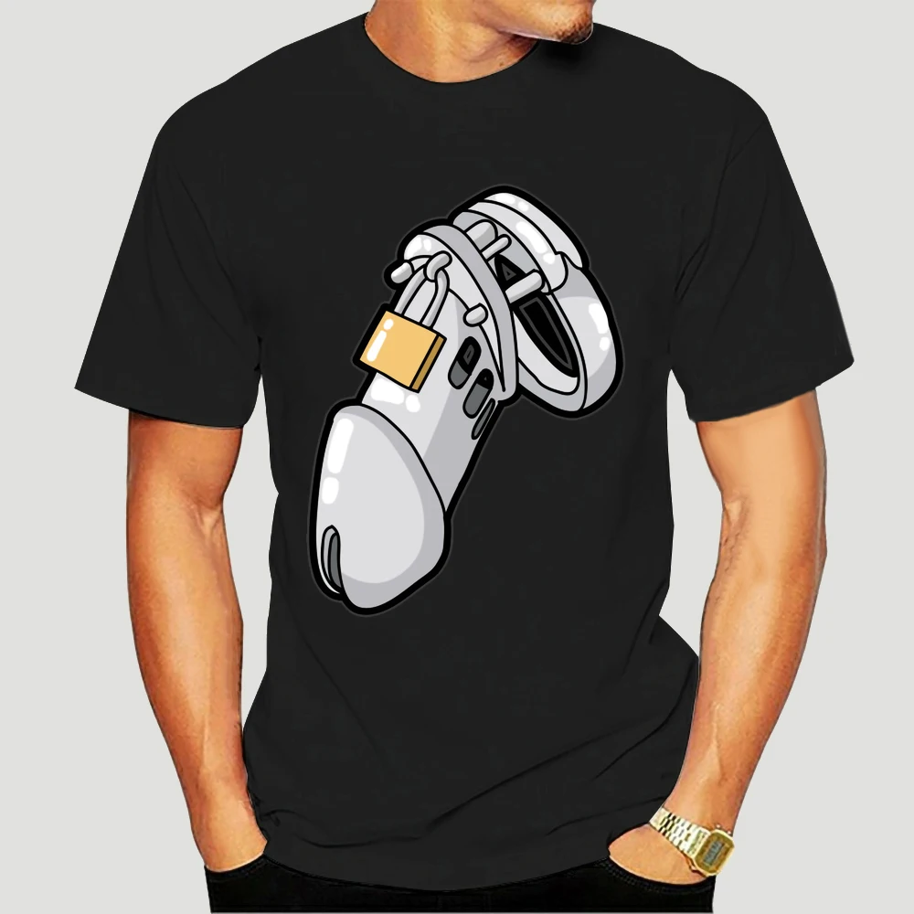 Personality Humor male chastity device cuckold slave sub penis cage t-shirt  man Sunlight men tshirt O Neck Pop Top Tee 5263X