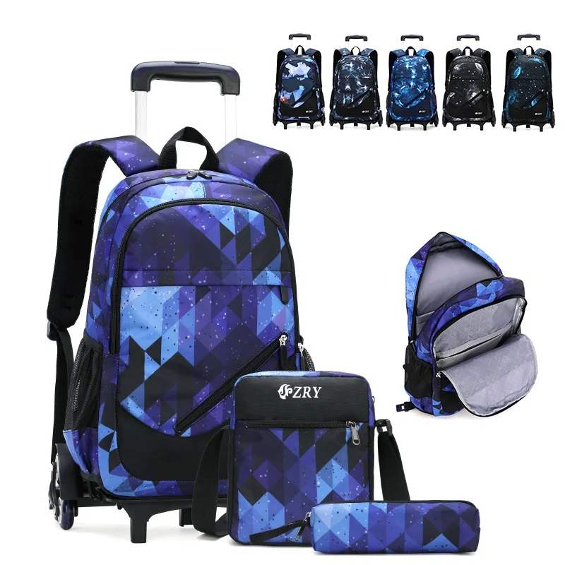 

Trolley Children School Bags for Boys Mochilas Escolares with Wheel Kids Backpacks Luggage Backbag Schoolbag Teenager Sac A Dos