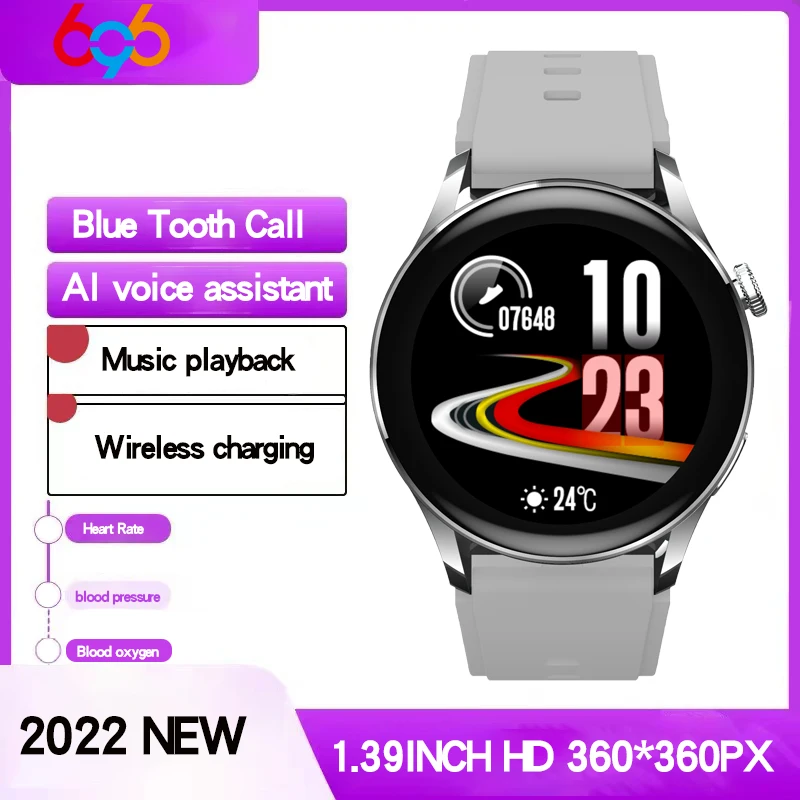 

2022 New Men 1.39"HD Screen Blue Tooth Call Smart Watch Wireless Charging AI voice Assistant Music Heart Rate Women Smartwatch