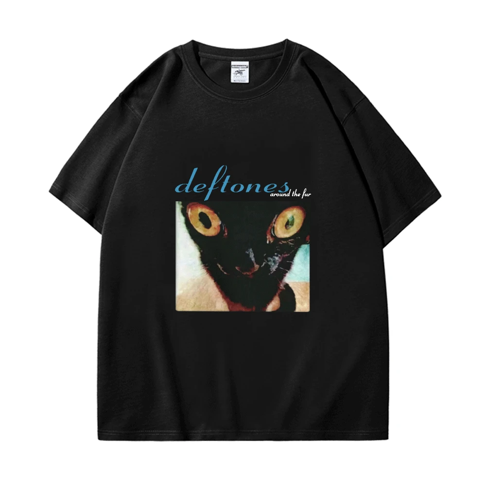Deftones Around The Fur Cat T Shirt Men's Hip Hop Rock Band Graphic T
