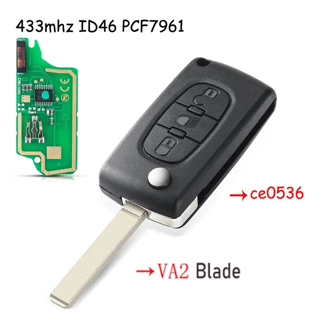 T&eacute;l&eacute;commande Coque CE0536 VA2 3 Boutons Coffre Cl&eacute; PLIP Pour Citroen C2