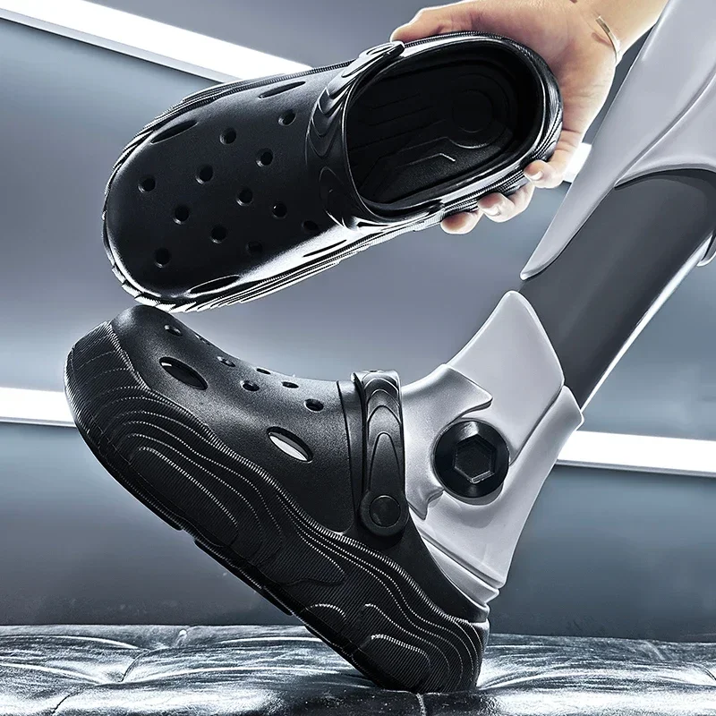 

Summer Shoes for Men Slippers EVA Soft Non Slip Hollow-Out Garden Clogs Indoor and Outdoor Summer Thick Bottom Sandals Slides