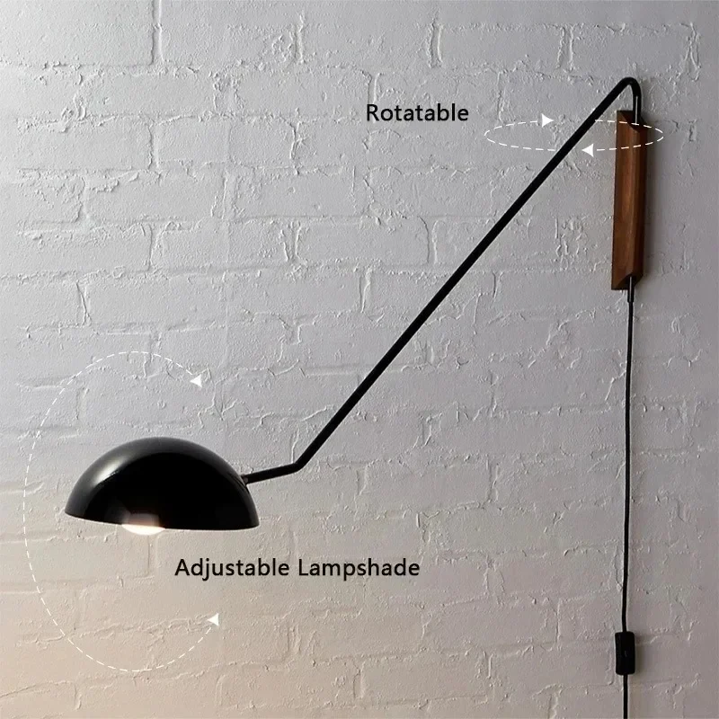 Nordic Solid Wood Rotatable Wall Lamp 3