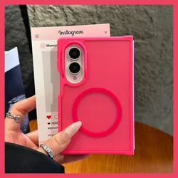 Matte Translucent Magnetic Shockproof Frosted Fold Cover with Skin Feel for Galaxy Z Fold 8 (Hot Pink)