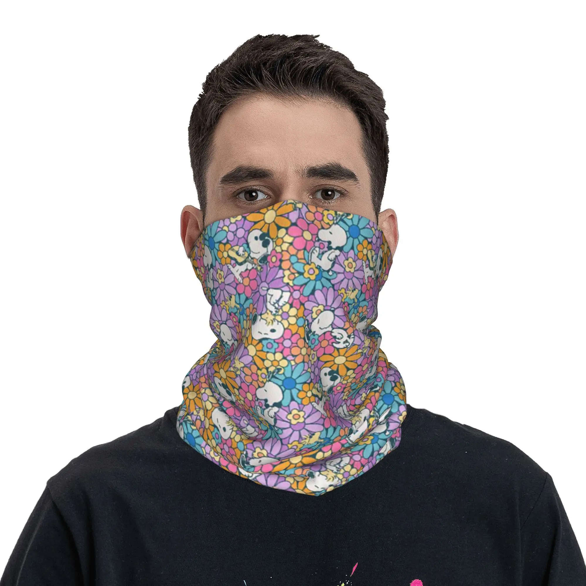 Snoopys & Woodstock Flower Winter Headband Neck Warmer Men Women Ski Camping Tube Scarf Face Bandana Gaiter cycling bandana neck wrap bandana headscarf cotton bandana neck gaiter bandana neck cover multifunctional bandana motorcycle bandana camouflage bandana neck tube scarf