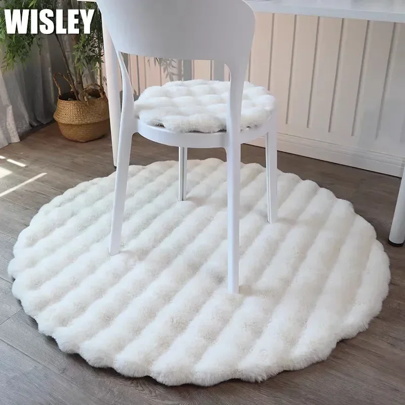 

Plush Shaggy Round Carpets for Living Room Cute Circle Kids Rug Soft Fluffy Bedroom Bedside Rugs Non-slip Floor Mat Chair Mats