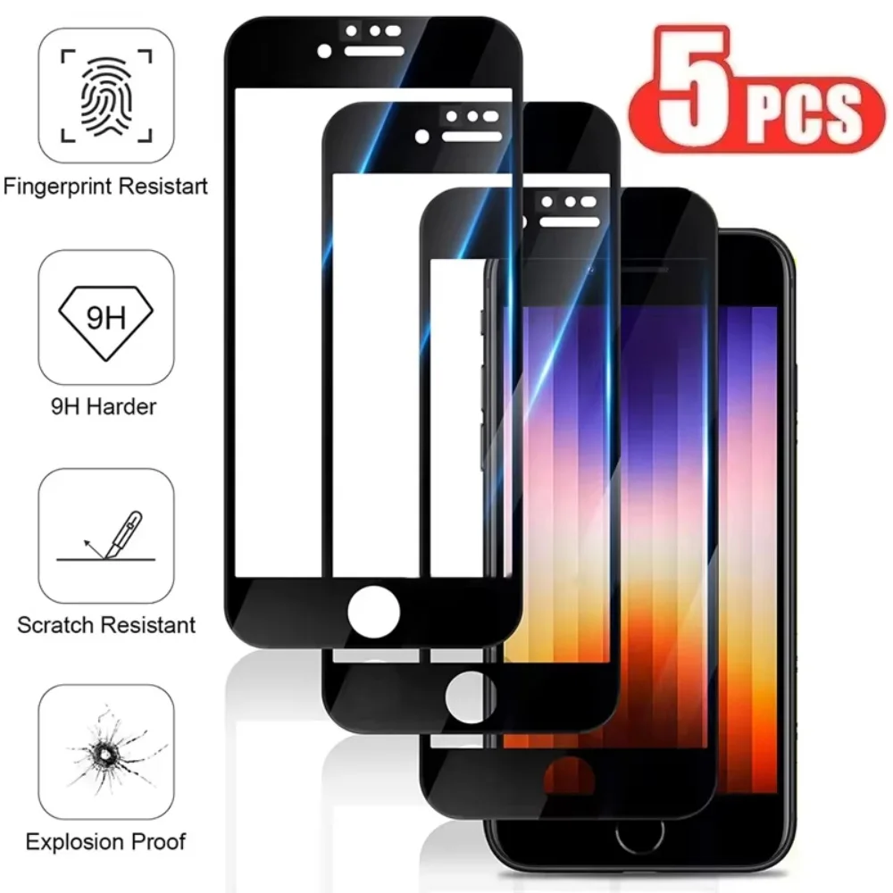 รูปสินค้า ฟิล์มกันรอย 9H HD ป้องกันทั้งหน้าจอ iPhone SE 2022 2020 7 8 Plus