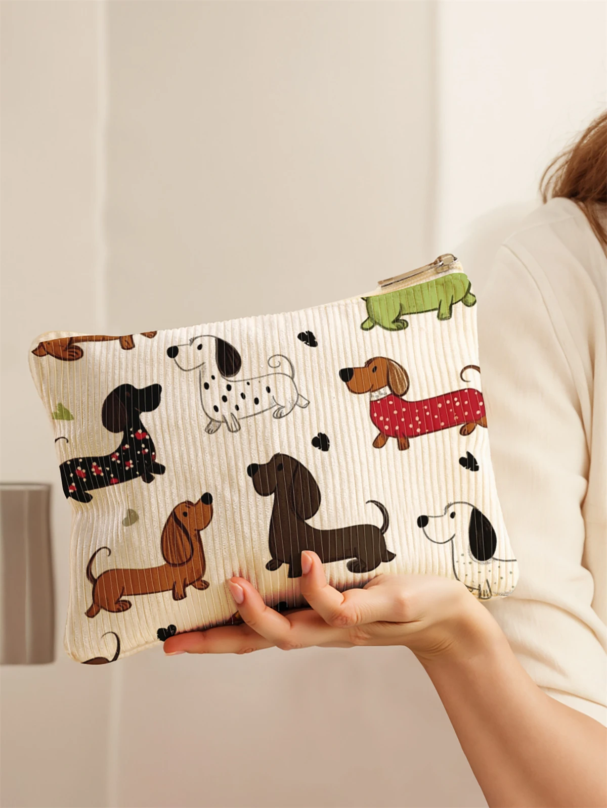 Corduroy Travel Cosmetic Bag Portable Makeup Storage Bag Purses Women Large Capacity Zipper Make Up Organizer Storage Clutch