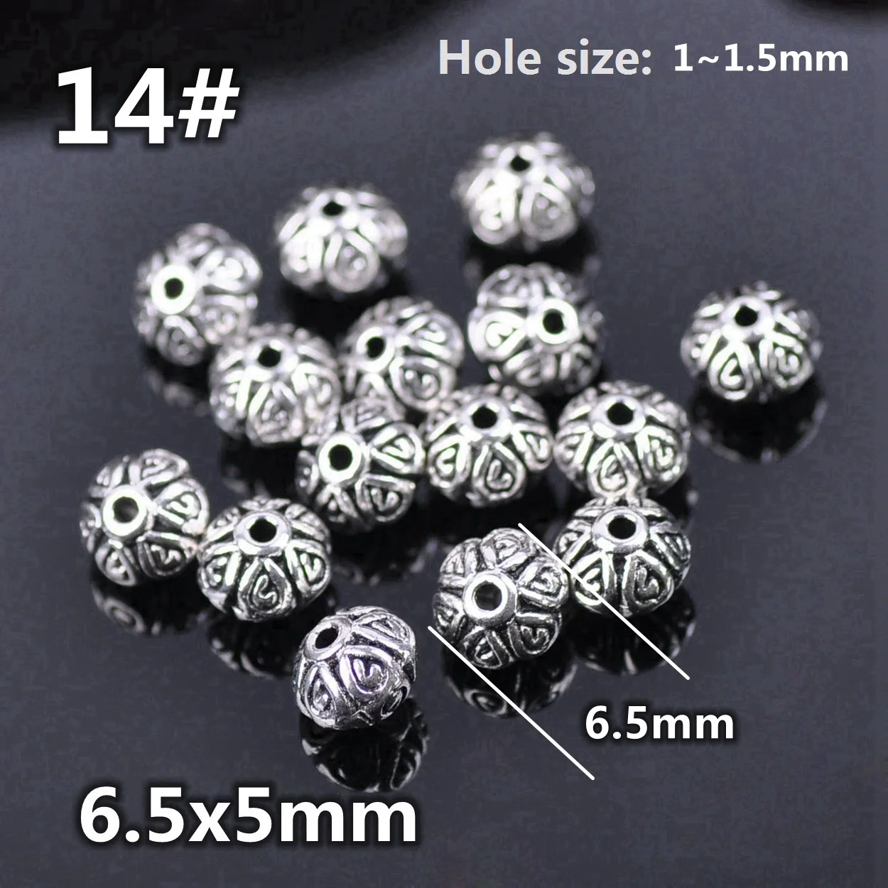 BronaGrand Perline Distanziali Foro Grande 5,5 Mm - 60 Pezzi In Lega Tibettana, Colore Argento Antico, Per Gioielli Fai Da Te